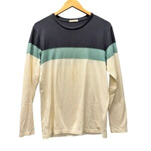 Marine‎ Layer T-Shirt Long Sleeve Mens Small Colorblock Blue Cream Jacob Tee